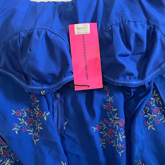 Betsey Johnson 12 Royal Blue Floral Midi Dress with Adjustable Spaghetti Straps - Picture 11 of 16